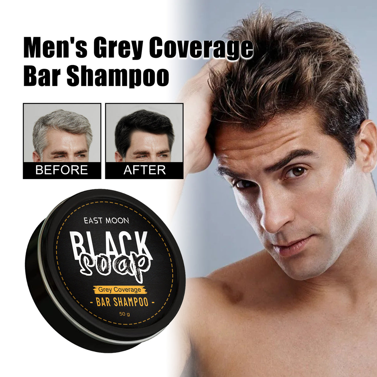 Men's Black Hair Soap Bar - 50g