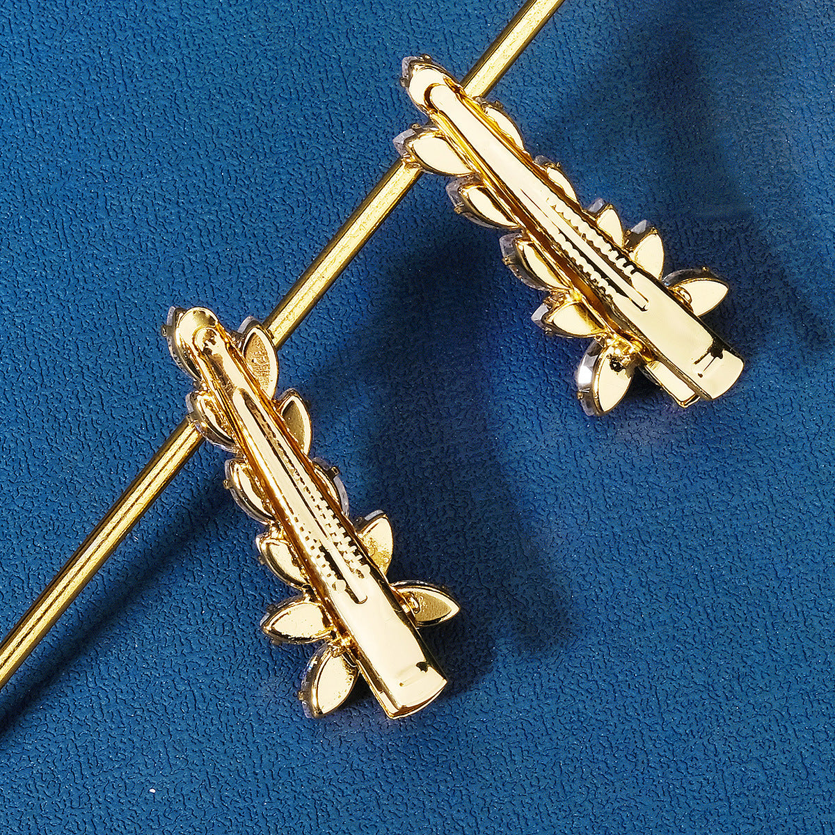 Crystal Wheat Barrettes with Zircon - Duckbill Clip Hair Pins (2-Pack)
