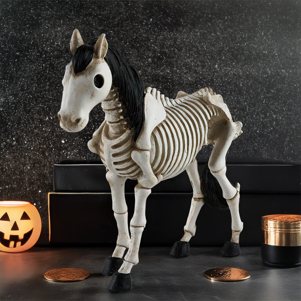 Halloween Skeleton Horse Ornament Resin Decorations for Holiday Home Decor