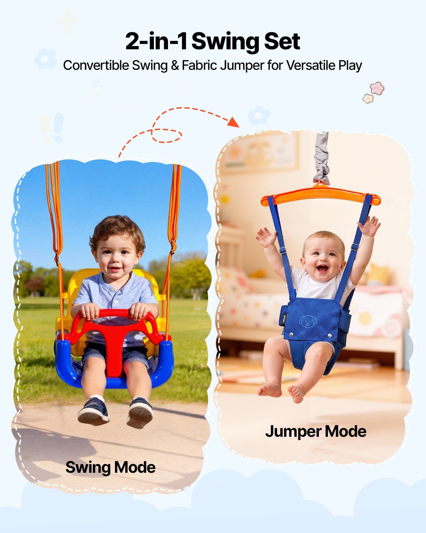 Toddler Swing and Jumper Set - 2-in-1 Indoor Outdoor Play Equipment, Black