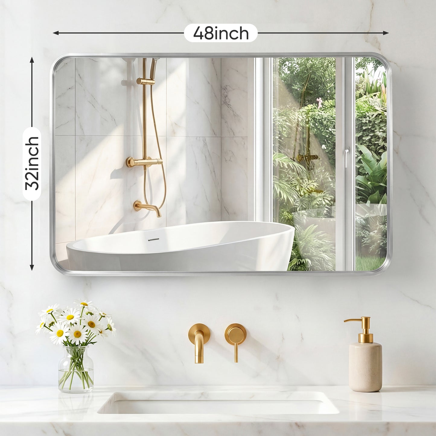 Rectangular Metal Frame Wall Mirror - Modern Decorative Home Decor