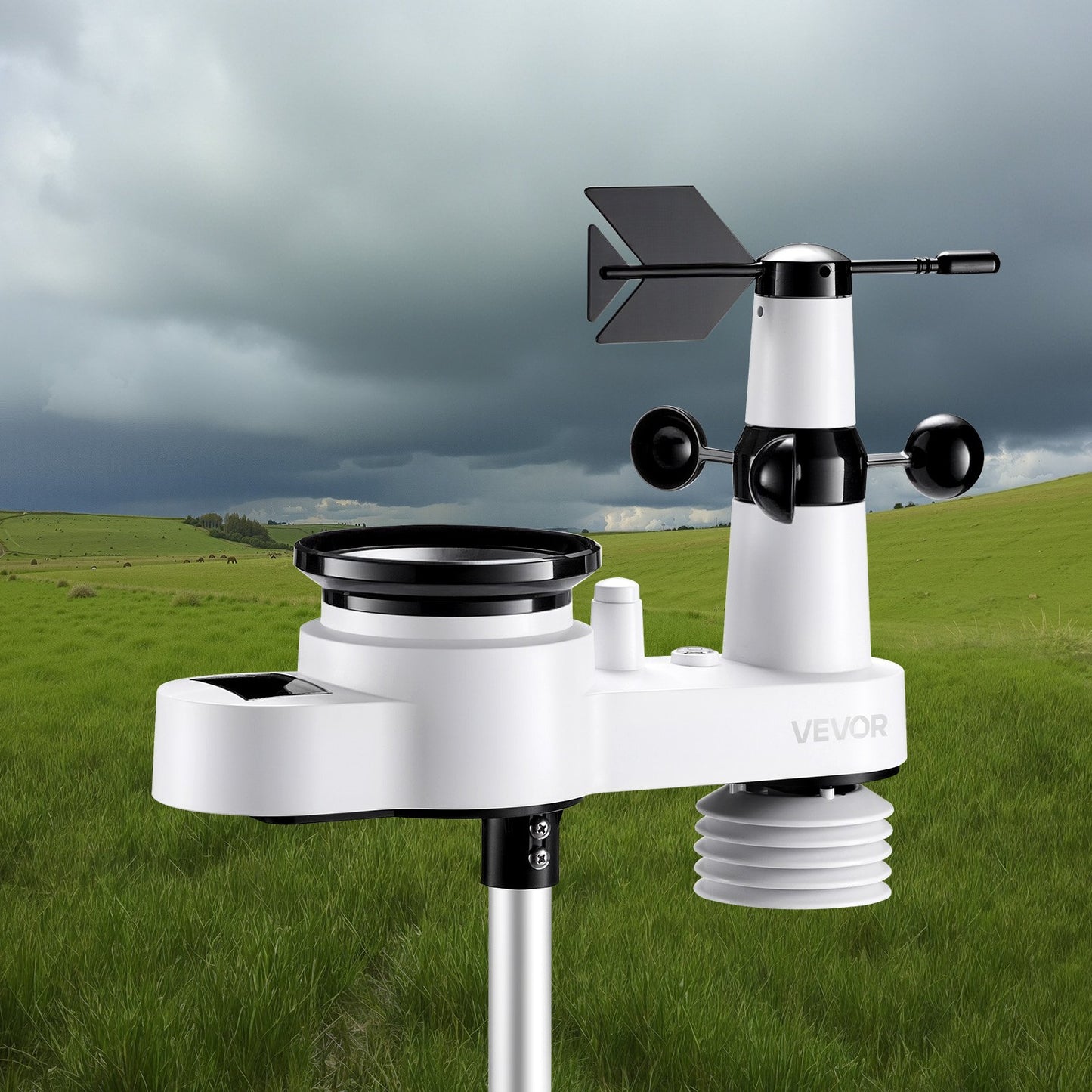 Wireless Weather Station 5-in-1 Outdoor Indoor Thermometer Sensor 7.5-Inch Display