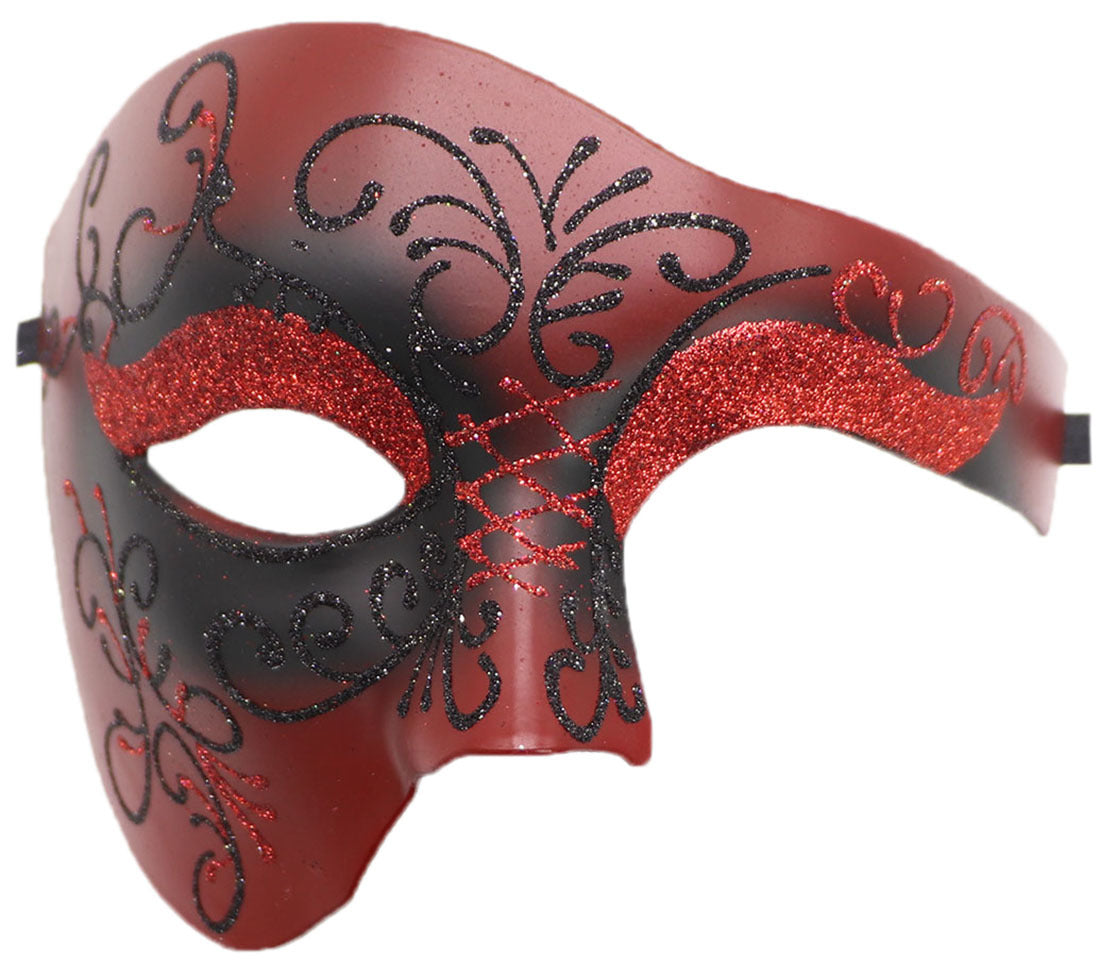 One-Eye Half Face Party Mask - Antique Gold Silver Black for Halloween