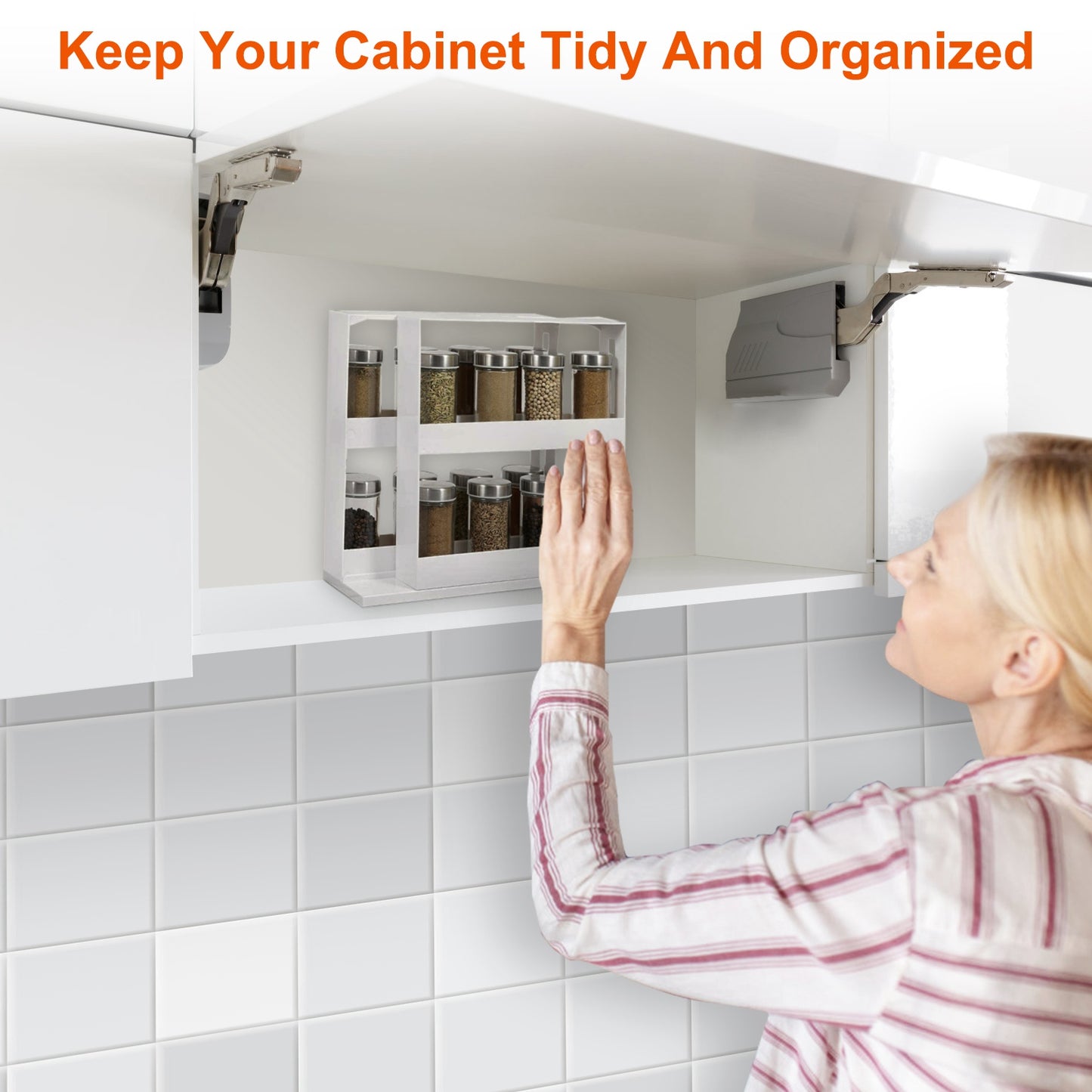 1Pc Swivel Cabinet Organizer Revolving Kitchen Rack Spice For