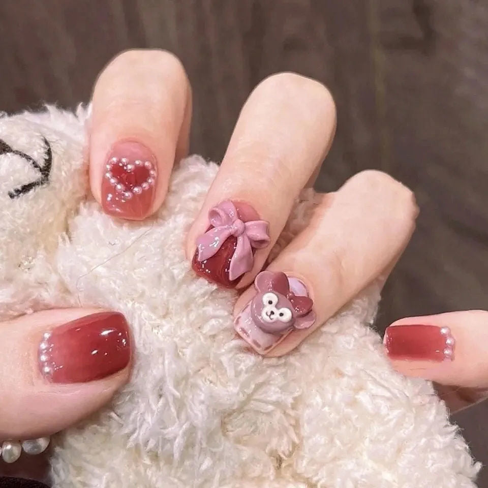 Cute Bow Love Pearl Gradient Nail Art Stickers & Decals for Nails