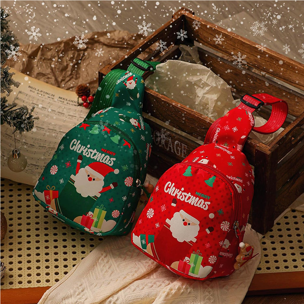 Christmas Sling Backpack Purse - Festive Gift Bag for Holidays