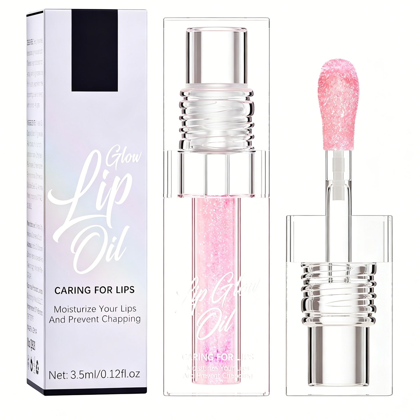 pH Reactive Color-Changing Lip Glow Oil - Glitter Pink Plumping Gloss