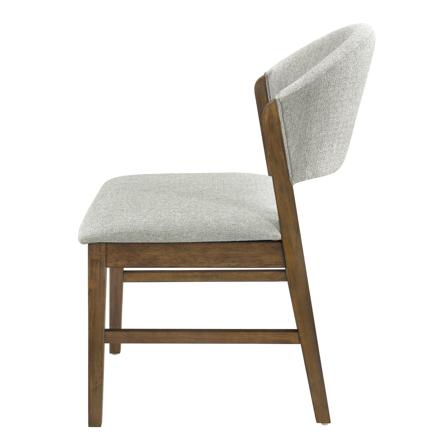 Mid-Century Modern Upholstered Dining Chairs - Set of 2, Grayish Green & Walnut