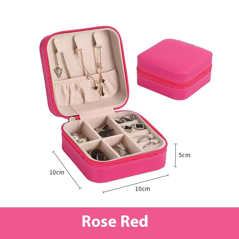 Portable Jewelry Box with Velvet Interior for Rings and Earrings