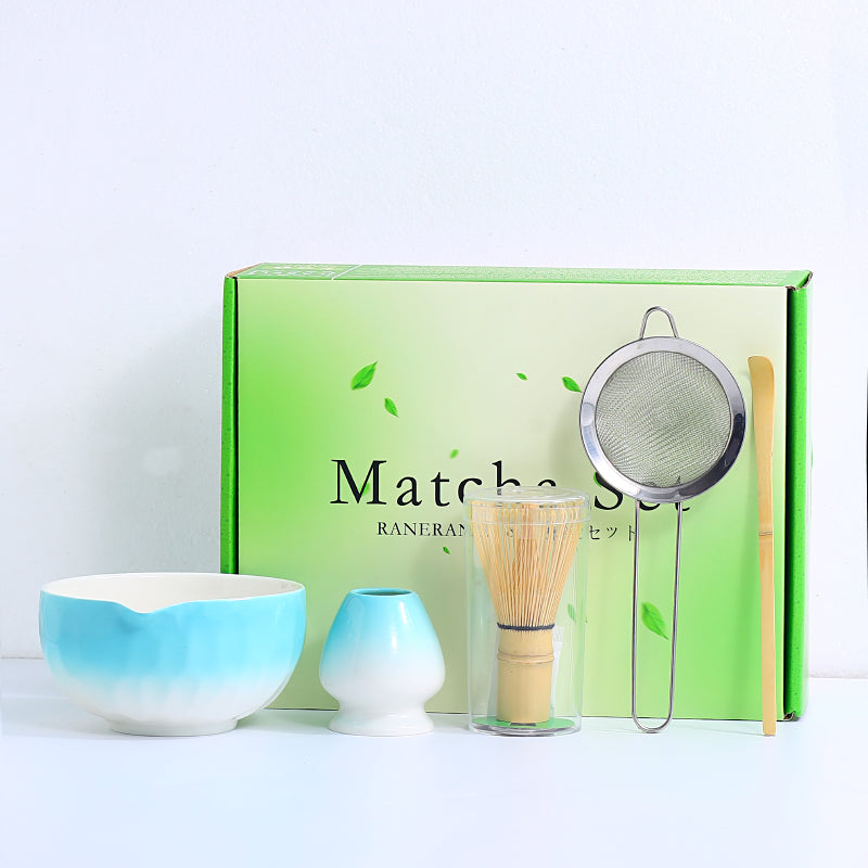 Japanese Tea Ceremony Set with Matcha Bowls & Whisks - Multiple Colors