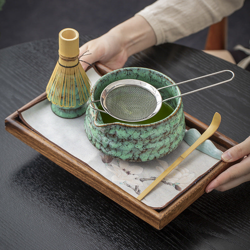 Japanese Style Matcha Bowl Set with Whisk and Accessories - Ceramic Tea Ceremony Kit