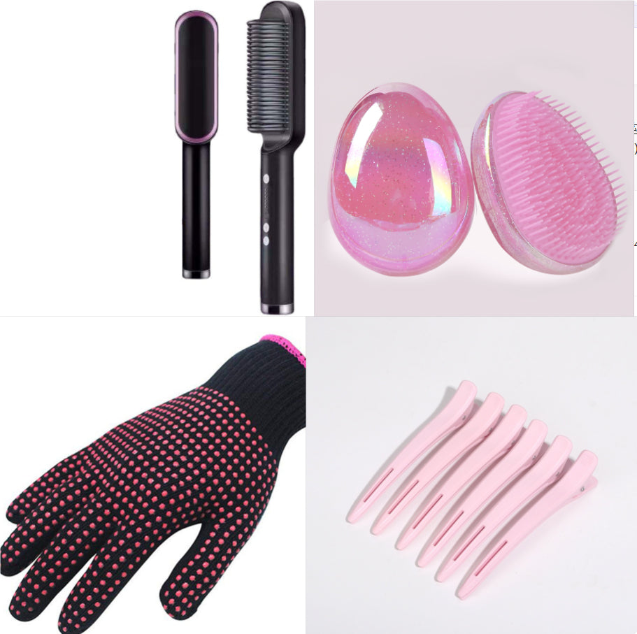 Electric Hair Straightening Comb with Tourmaline Ceramic for Wet & Dry Hair