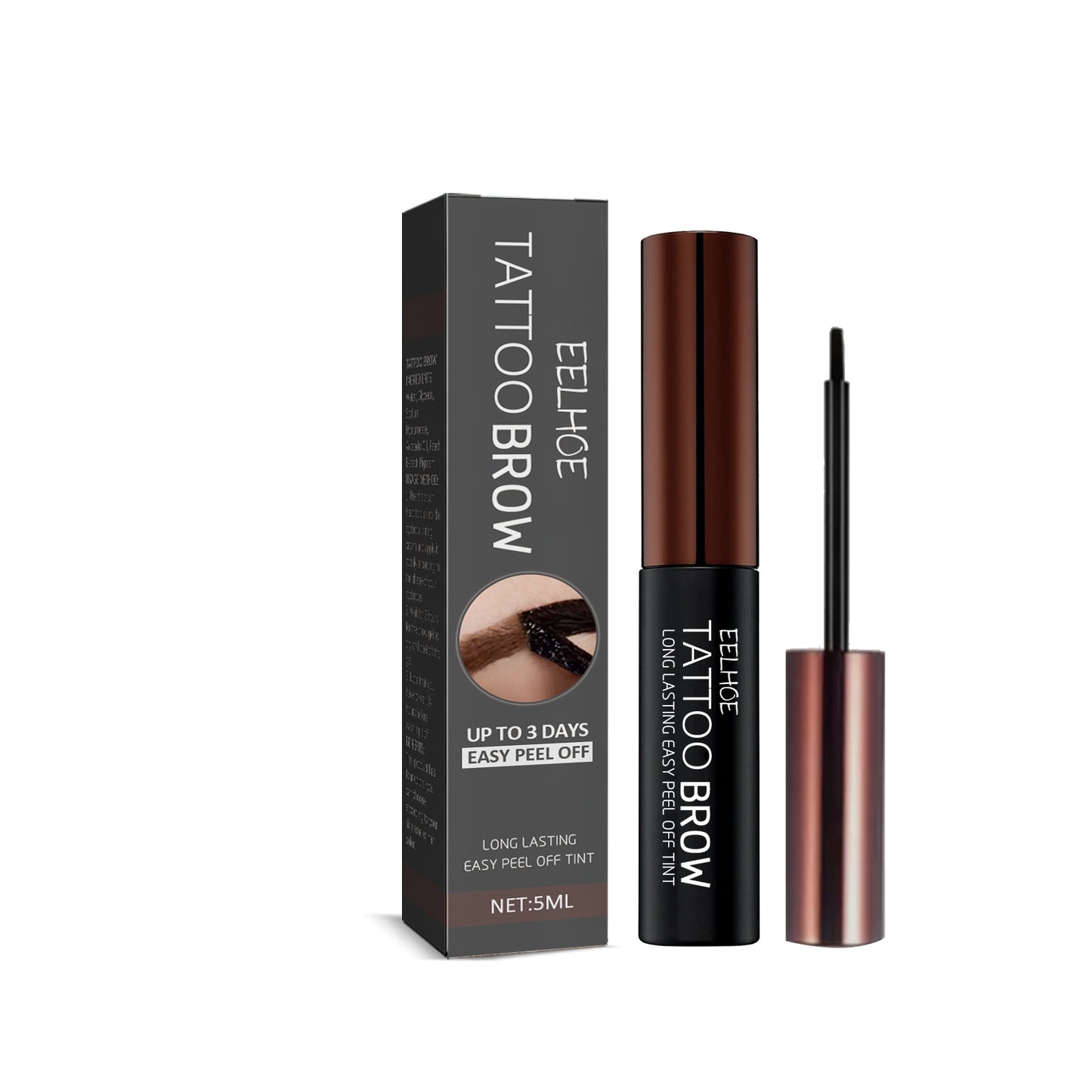 Peel-Off Eyebrow Dye Gel - Waterproof Long-Lasting Brow Tint - Brown