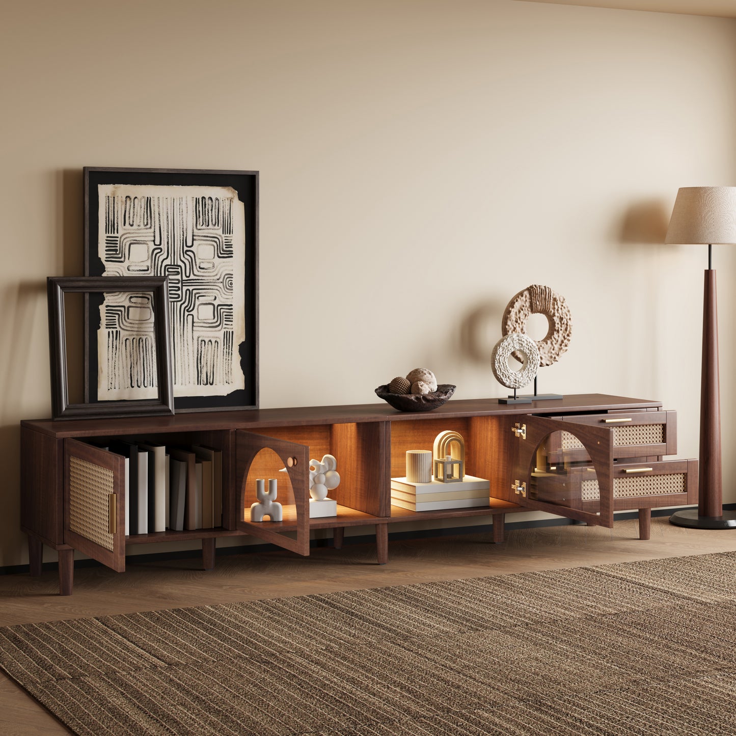 86 Inch TV Stand For TVs Up To 90 , Entertainment Center With App