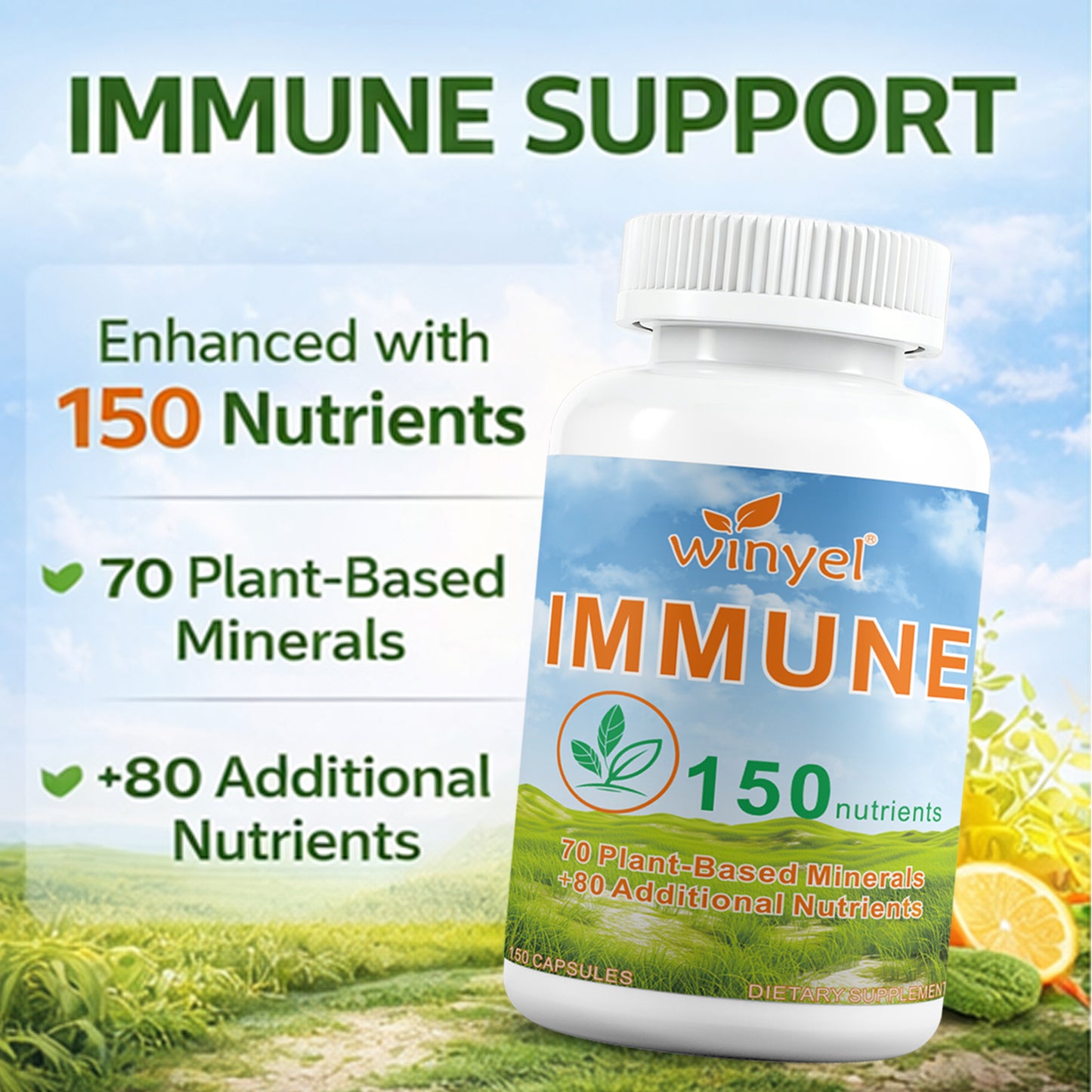 Immune Support Multivitamin Capsules - 150 Count Daily Supplement