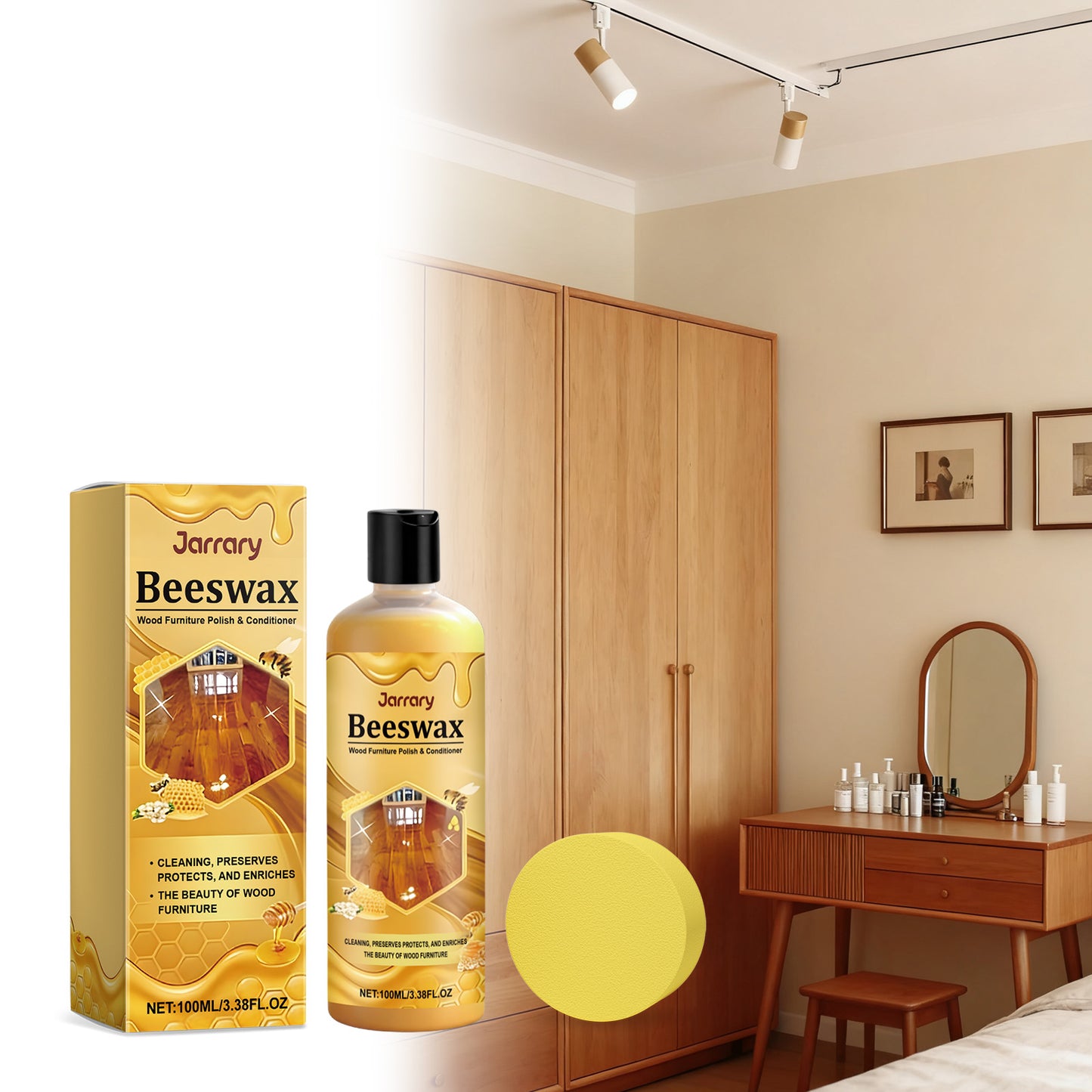 Beeswax Wood Polishing Agent - 100ml Bottle for Furniture & Wood Care