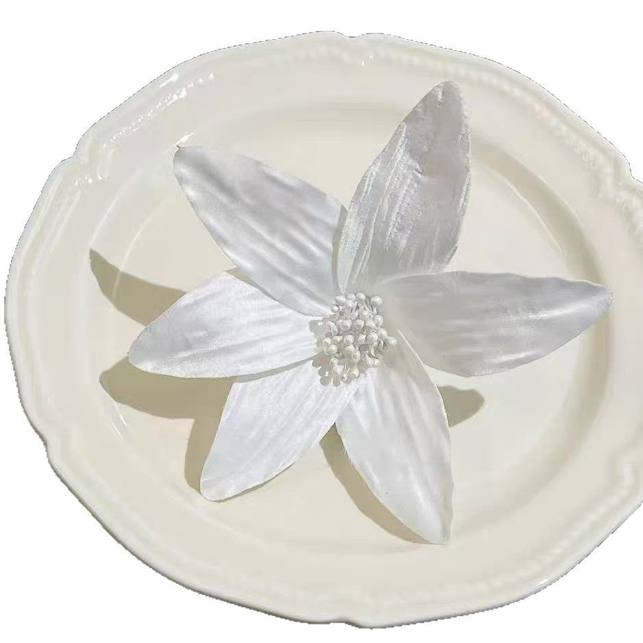 White Iris Flower Hair Clip