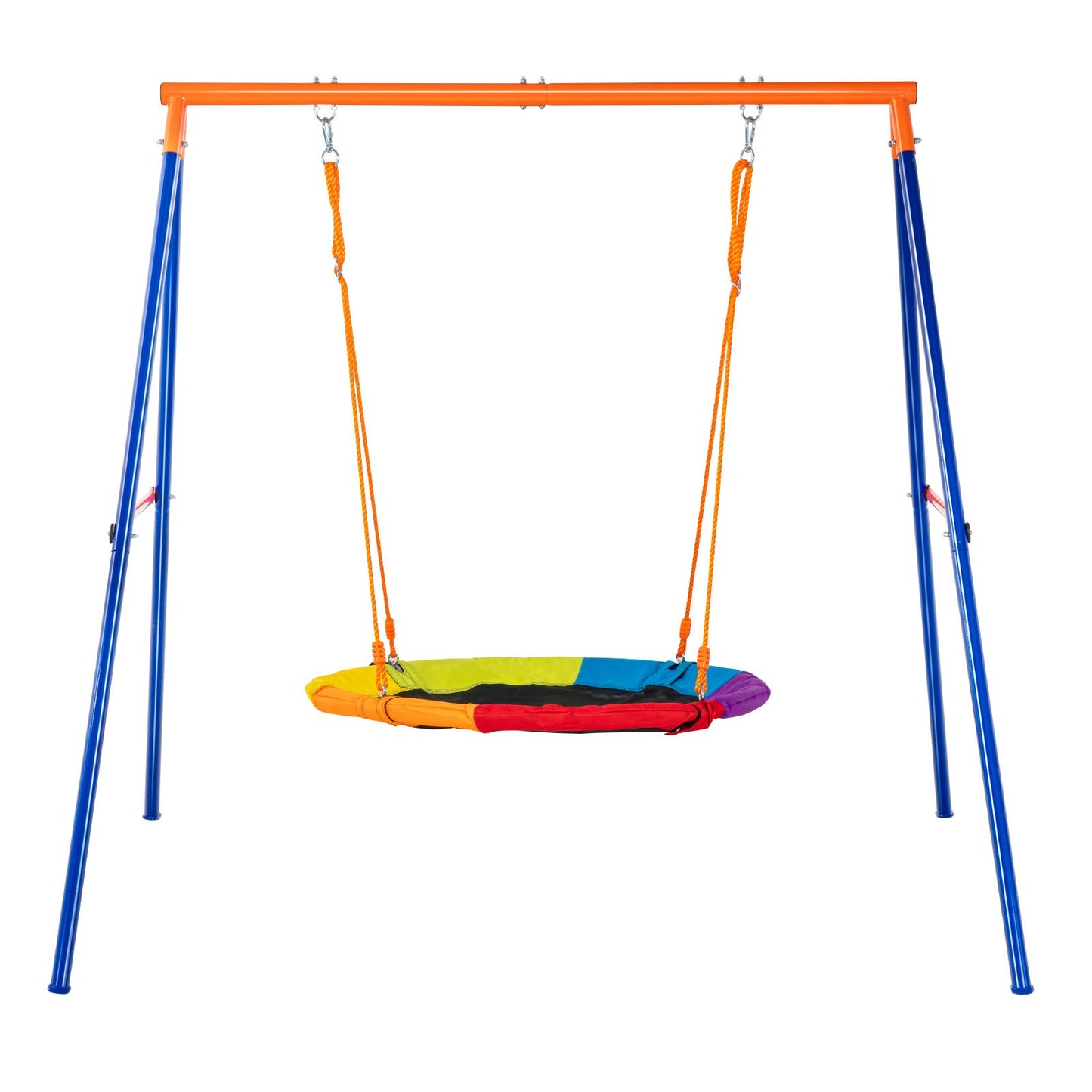 40-Inch Saucer Swing Set with Metal A-Frame Stand for Backyard - Orange