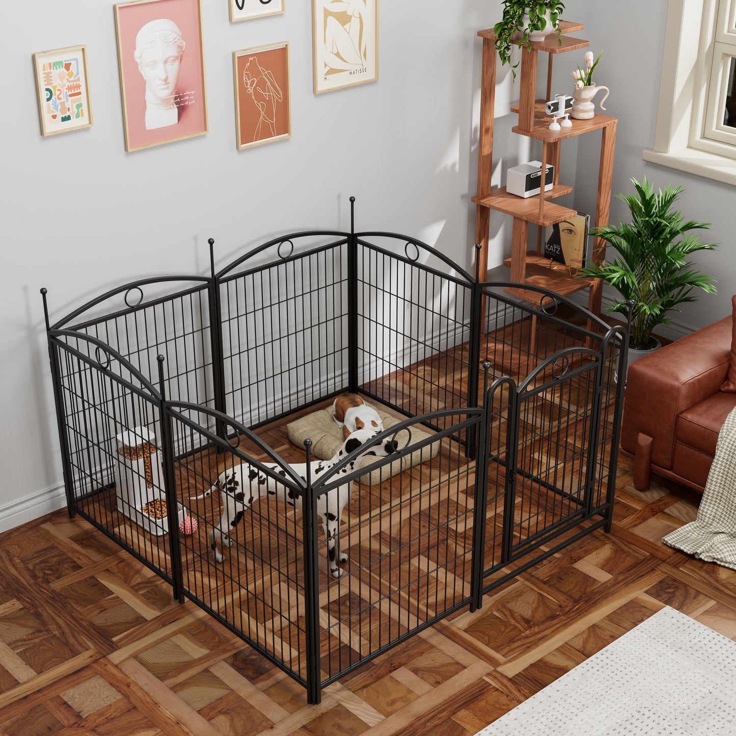 Indoor Outdoor 32 Inch Metal Dog Playpen with Doors - Heavy Duty Pet Fence
