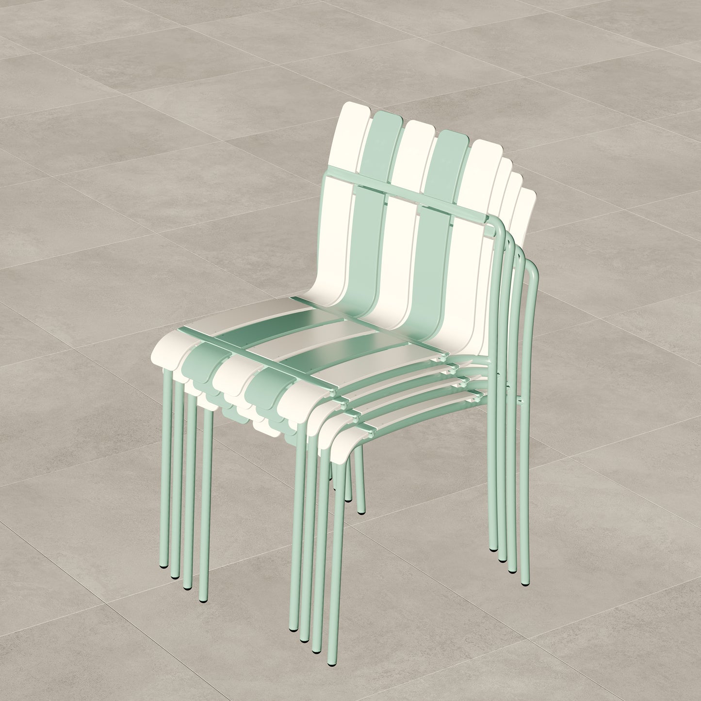 Modern Striped Color Block Dining Chairs - 4-Pack, Waterproof PP & Metal, Indoor/Outdoor Seating