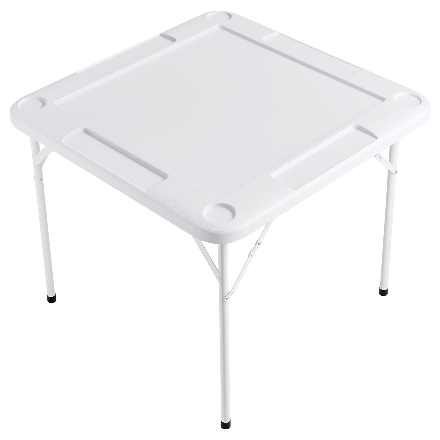 Folding Mahjong Table for 4 Players with Cup Holders - White