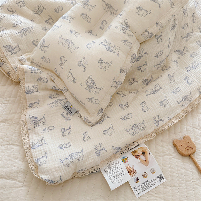 Pure Cotton Double-Layer Gauze Summer Duvet Cover Set - Lightweight & Breathable