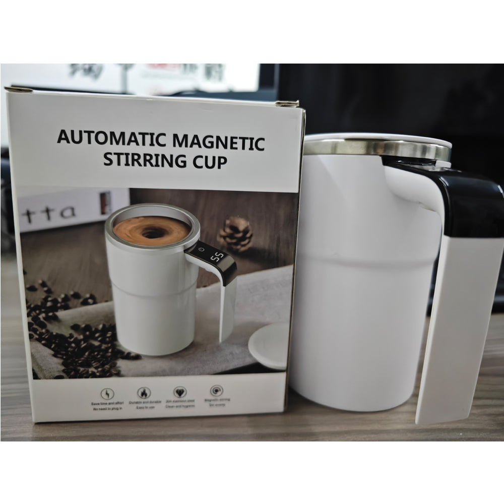 Self Stirring Coffee Mug with LED Display - White