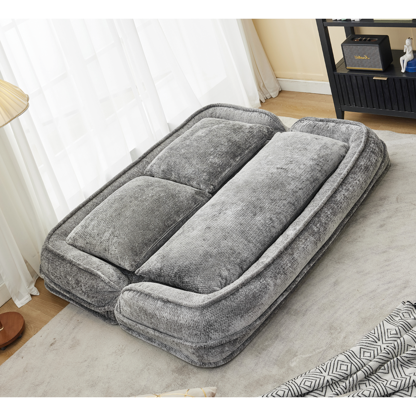 Extra Large Chenille Loveseat Sofa - Light Gray, 2-in-1 Dog Bed