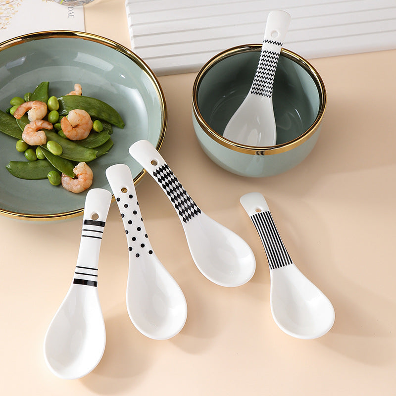 Ceramic Color Glaze Spoon Set Kitchen Utensils Home Decor