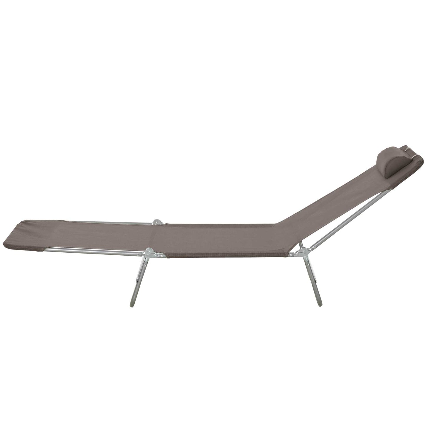 Folding Chaise Lounge Chair - 5-Position Reclining Outdoor Chair - Brown