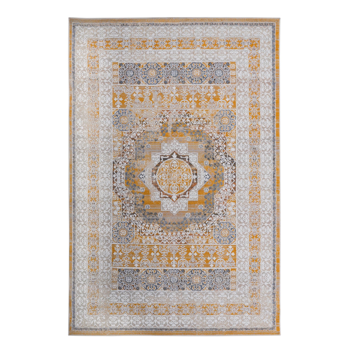 PAYAS C Ollection 2X8 Cream Ivory Medallion Runner Rug