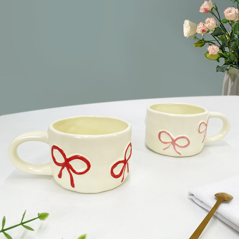 European Style Heart Hand Pinch Bow Coffee Cup - Porcelain Drinkware