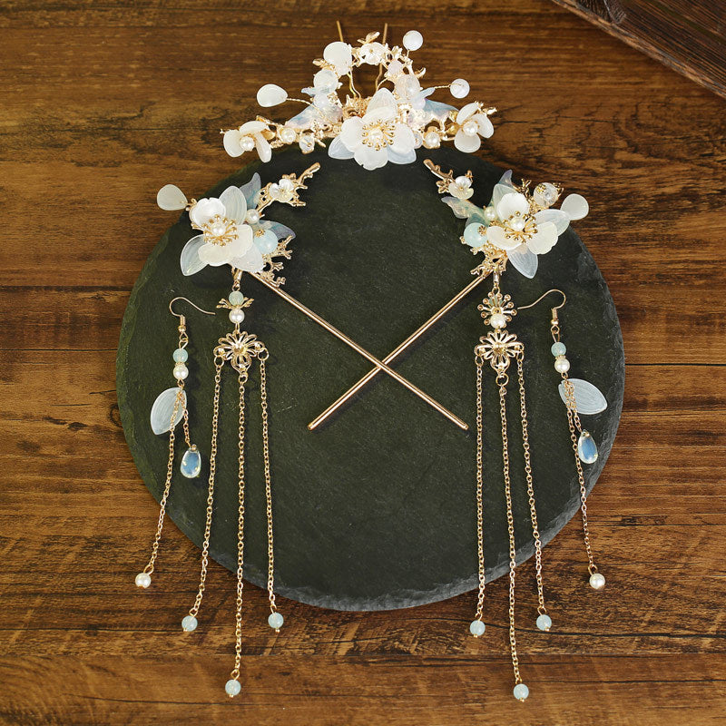 Full Set Tassel Hairpins Headwear Jewelry Antique Style Hair Accessories