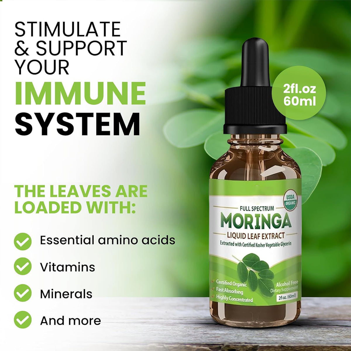 Moringa Leaf Powder Drops 60ml