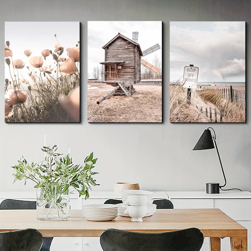 Abstract Warm-Style Decorative Painting for Gallery Corridor Entrance - Frameless Nordic Art