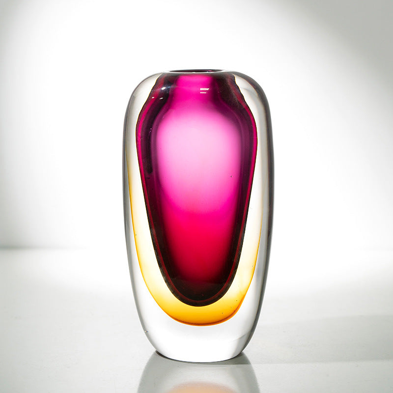 Luxury Glass Vase for Flower Arrangements - Golden Red Gradient