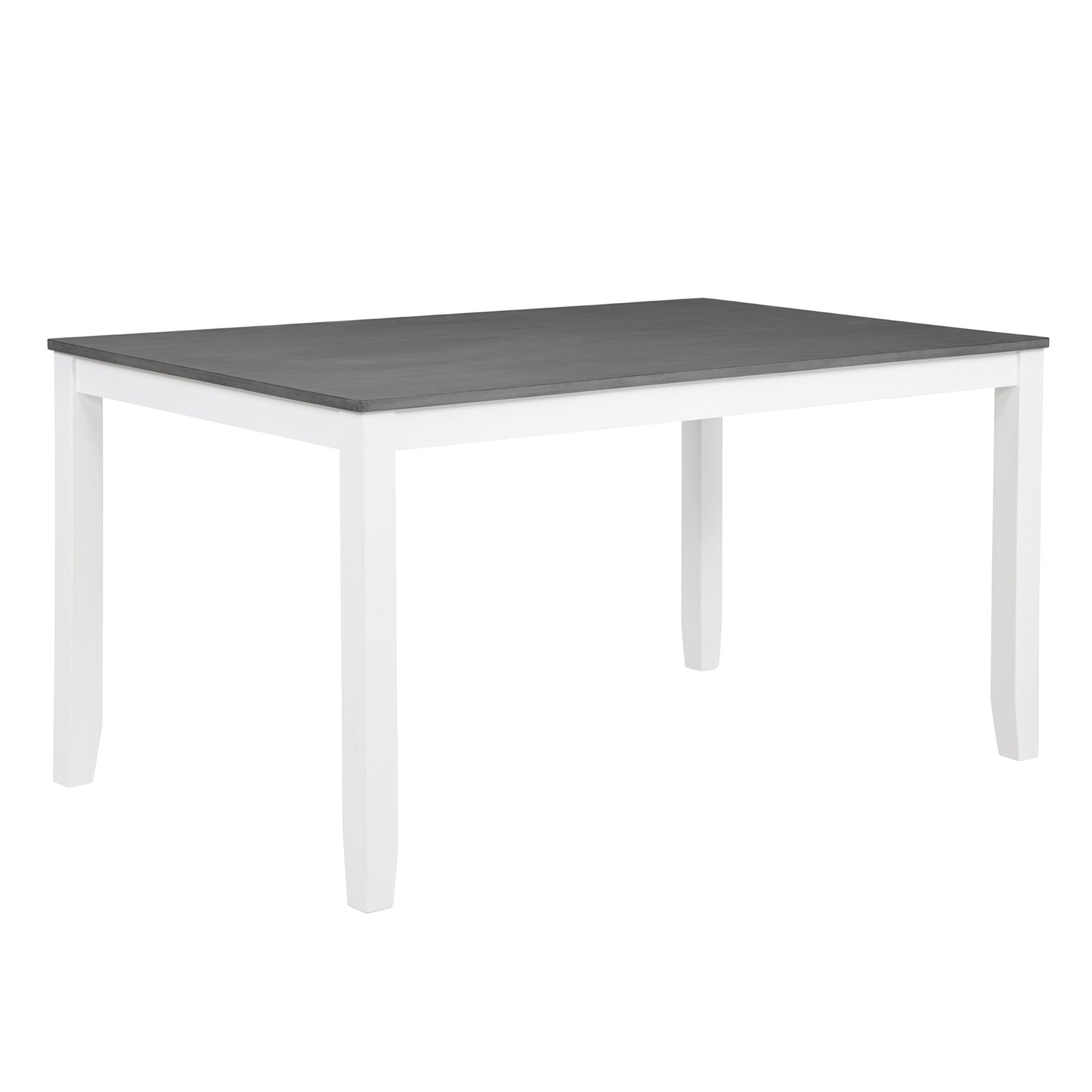 6-Piece Modern Dining Table Set with Bench - Grey & White
