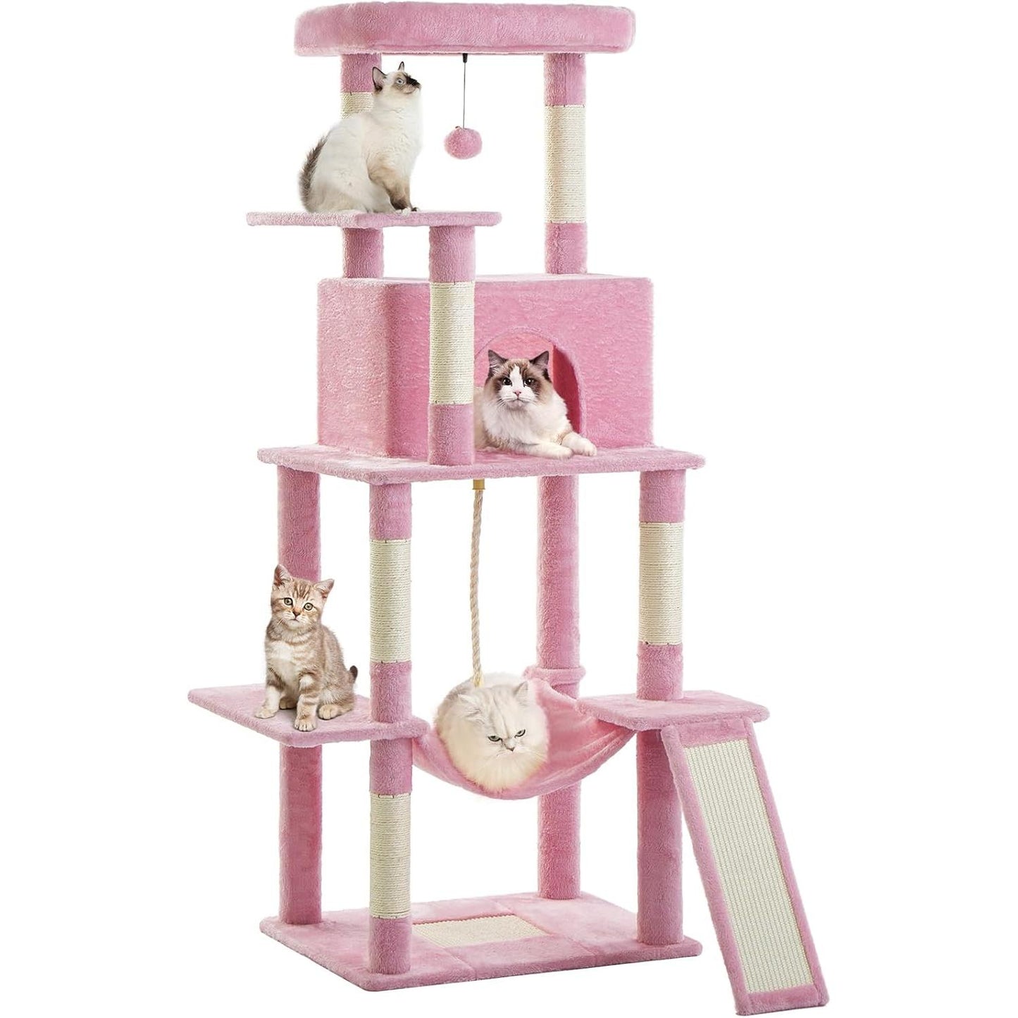 Multi-Level Cat Climbing Tree with Sisal Scratch Post and Resting Areas - 63 Inch