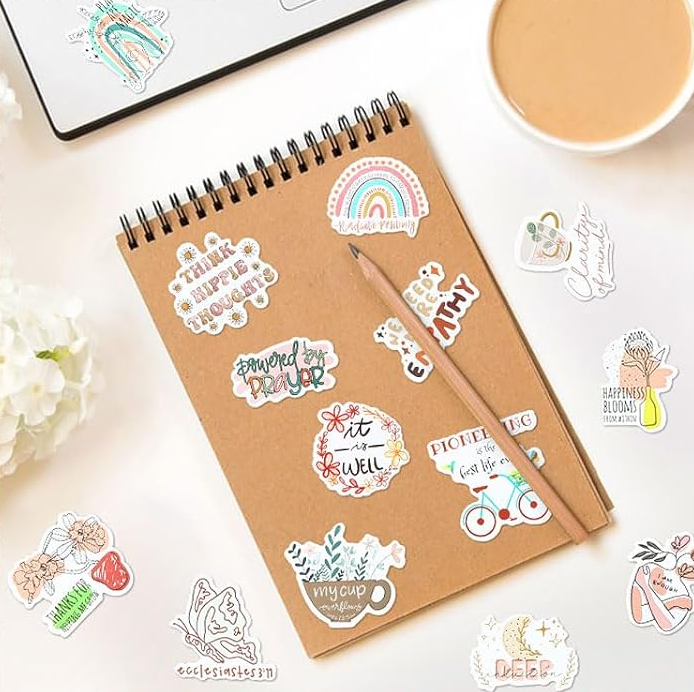 100 PCS Inspirational Bible Verse Stickers - Boho Christian Decor