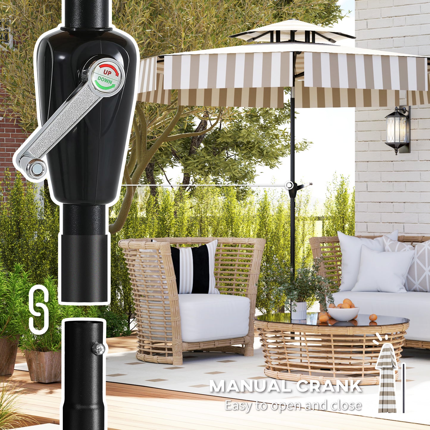 8.6FT Patio Umbrella with UPF 30+ Protection - Light Gray