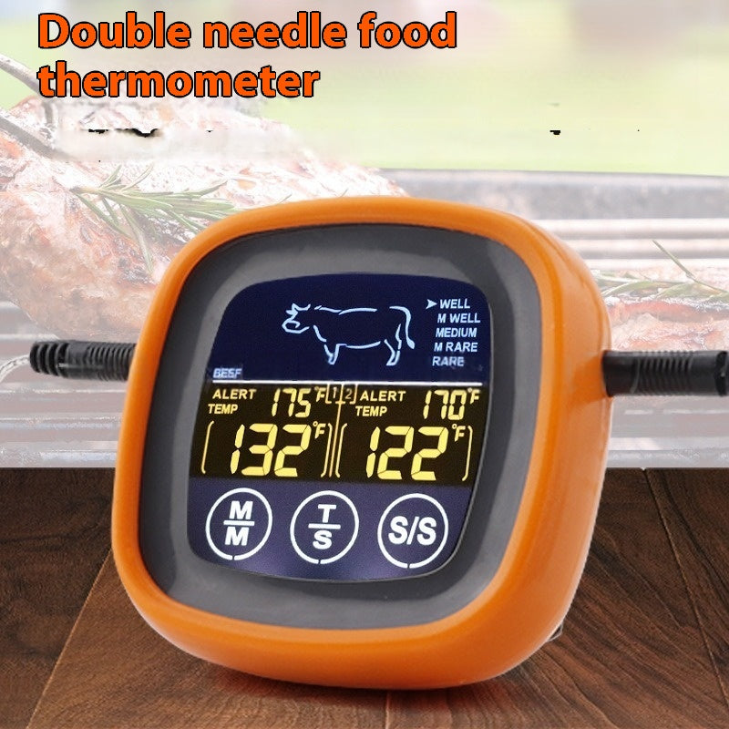 Digital Food Thermometer for Kitchen Oven Cooking - Orange