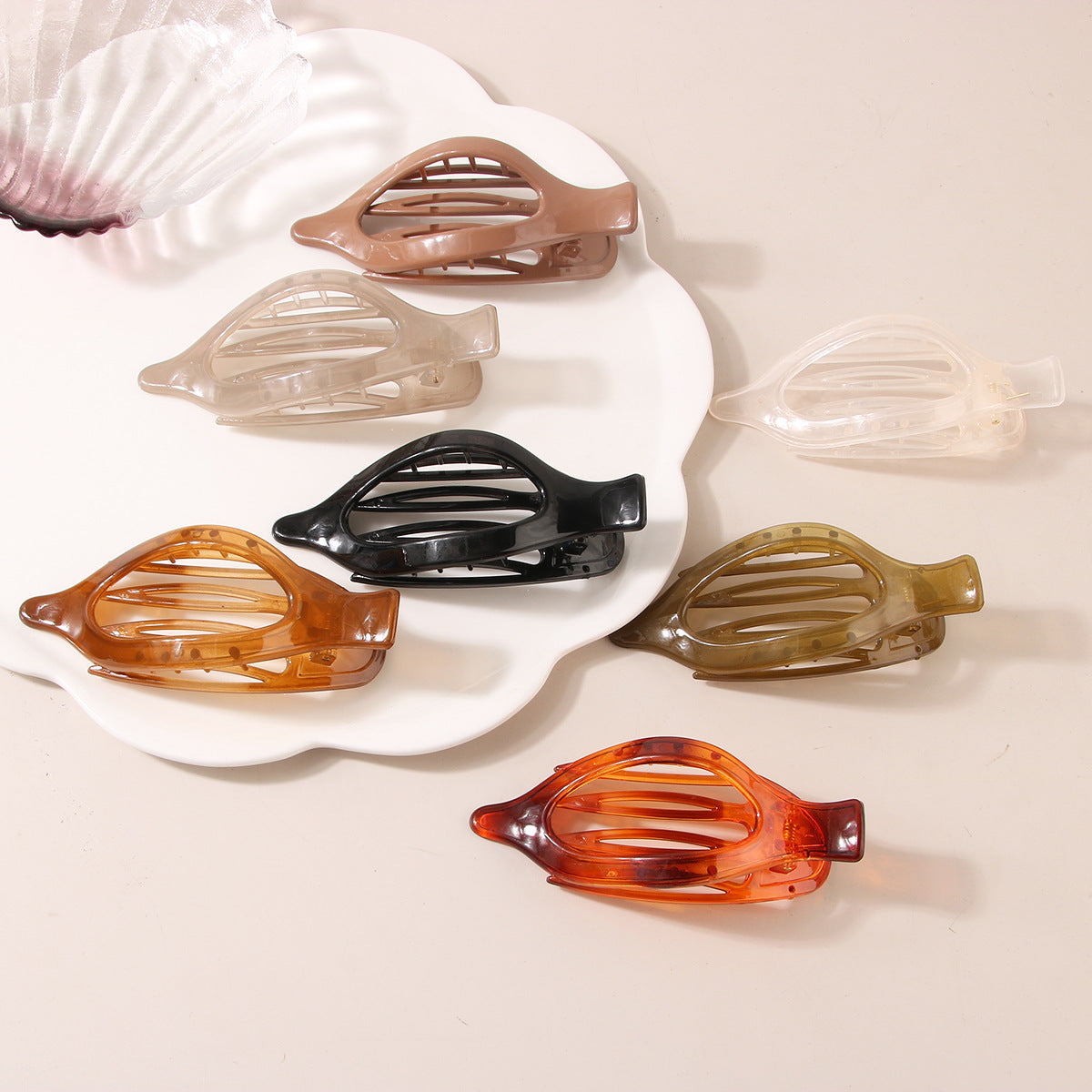 Large Oval Hair Claw Clip - Matte & Glossy Finish Hair Accessory
