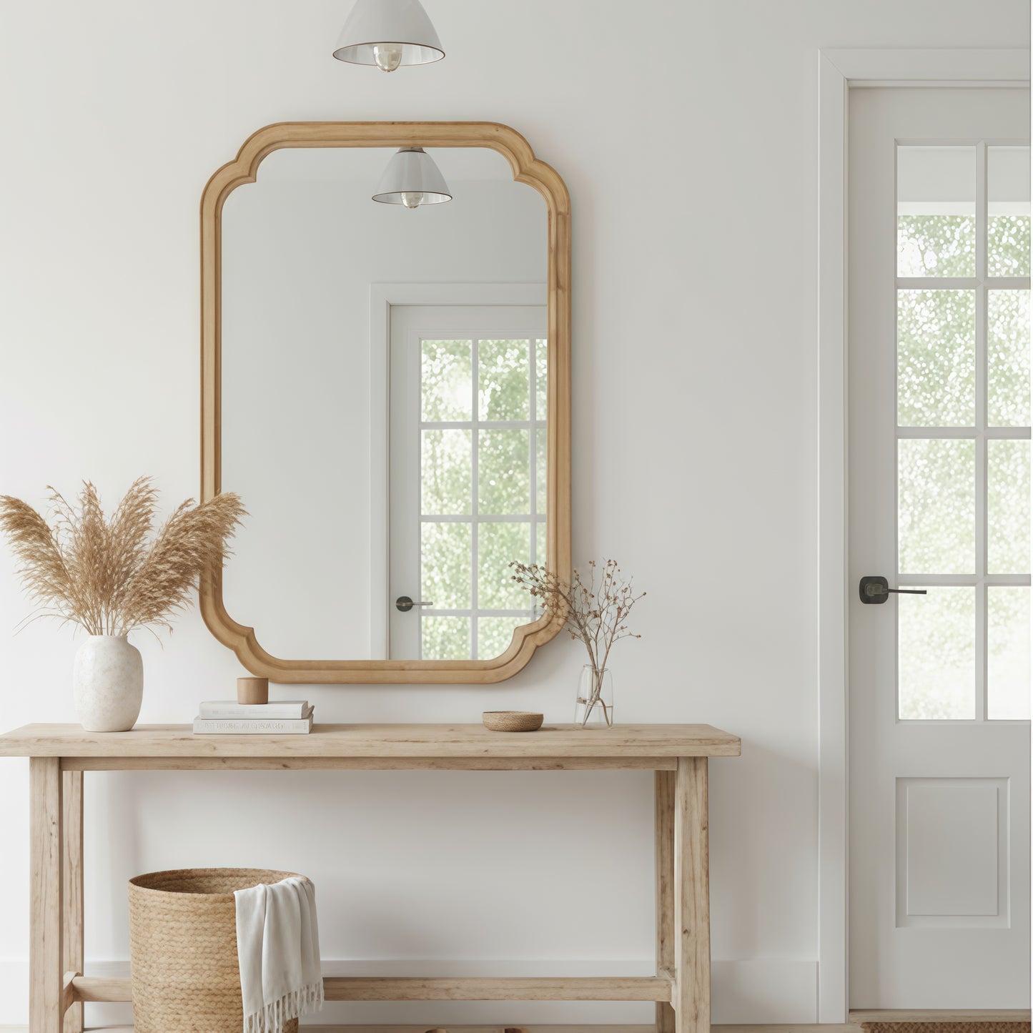Natural Wood Decorative Mirror - 20" x 30" Solid Wood Frame