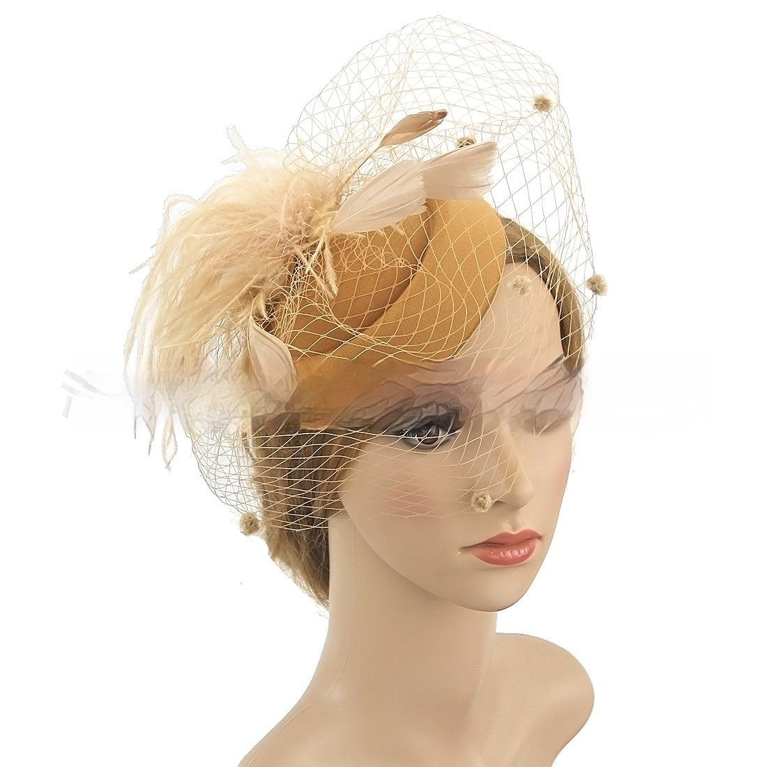 Vintage Bridal Veil Headdress with Flowers