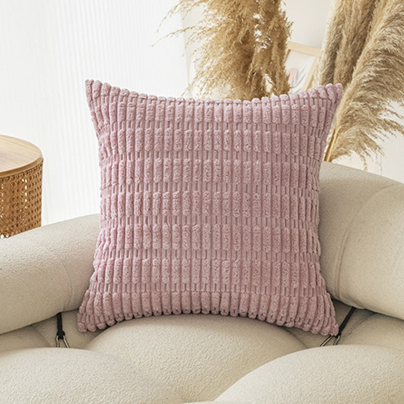 Boho Striped Throw Pillow Covers Plush Fabric Cushion Covers for Sofa & Bed