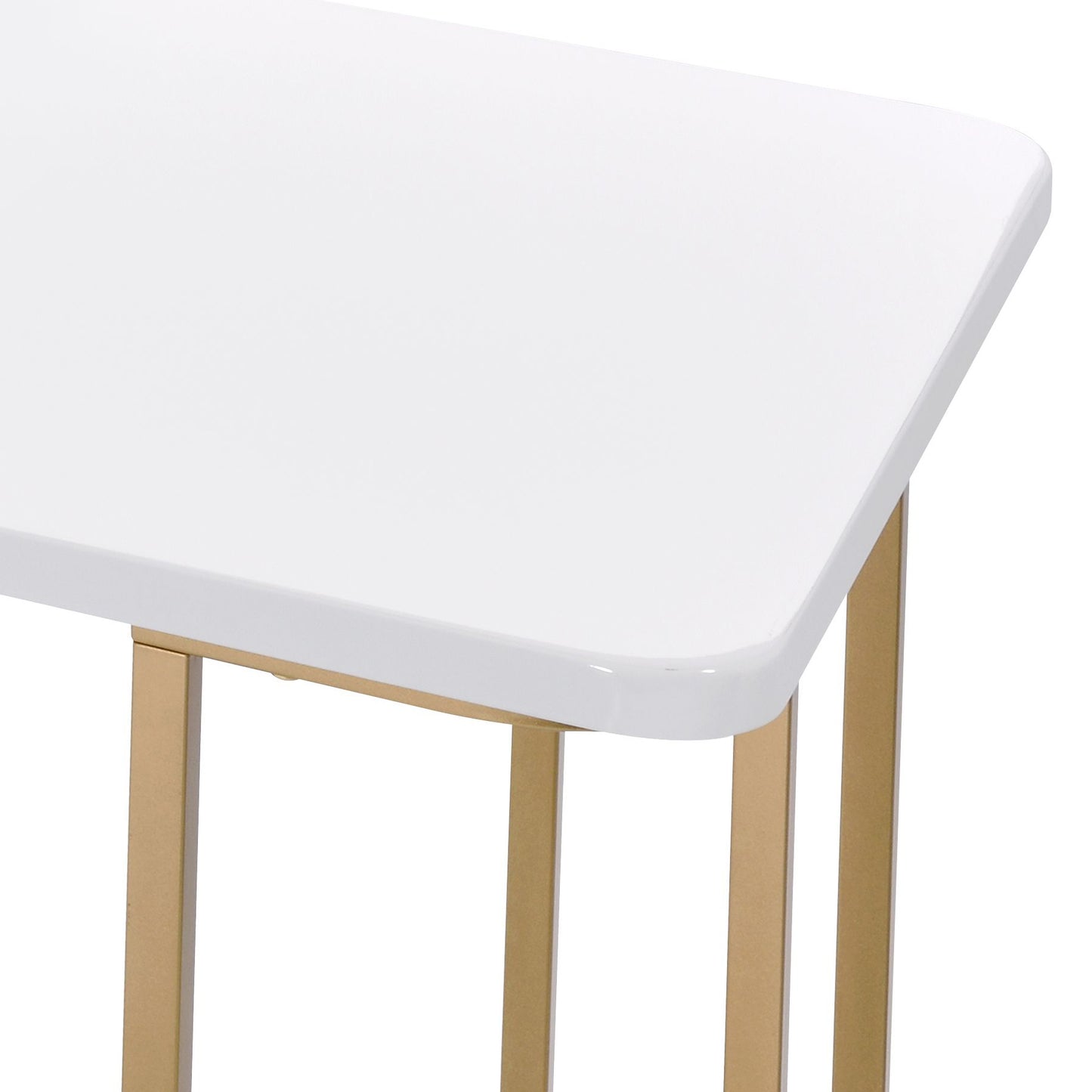 Estie White & Gold Finish Writing Desk - Rectangular Design