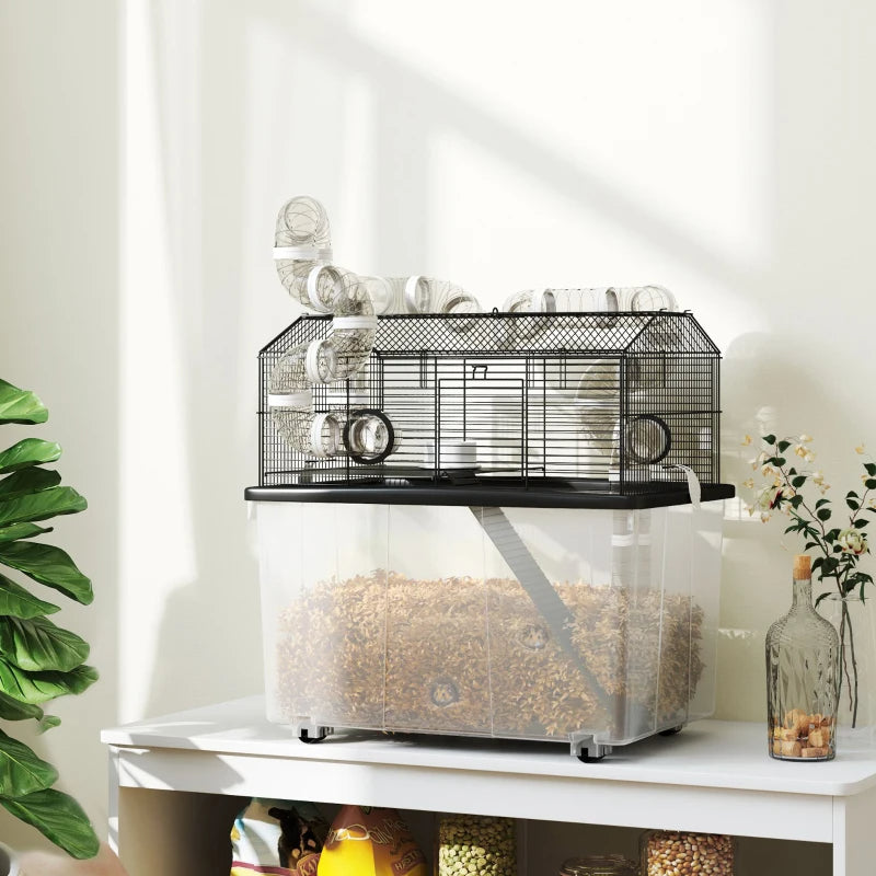 Hamster Cage Two-Tier with Deep Tray Tube System Water Bottle and Accessories