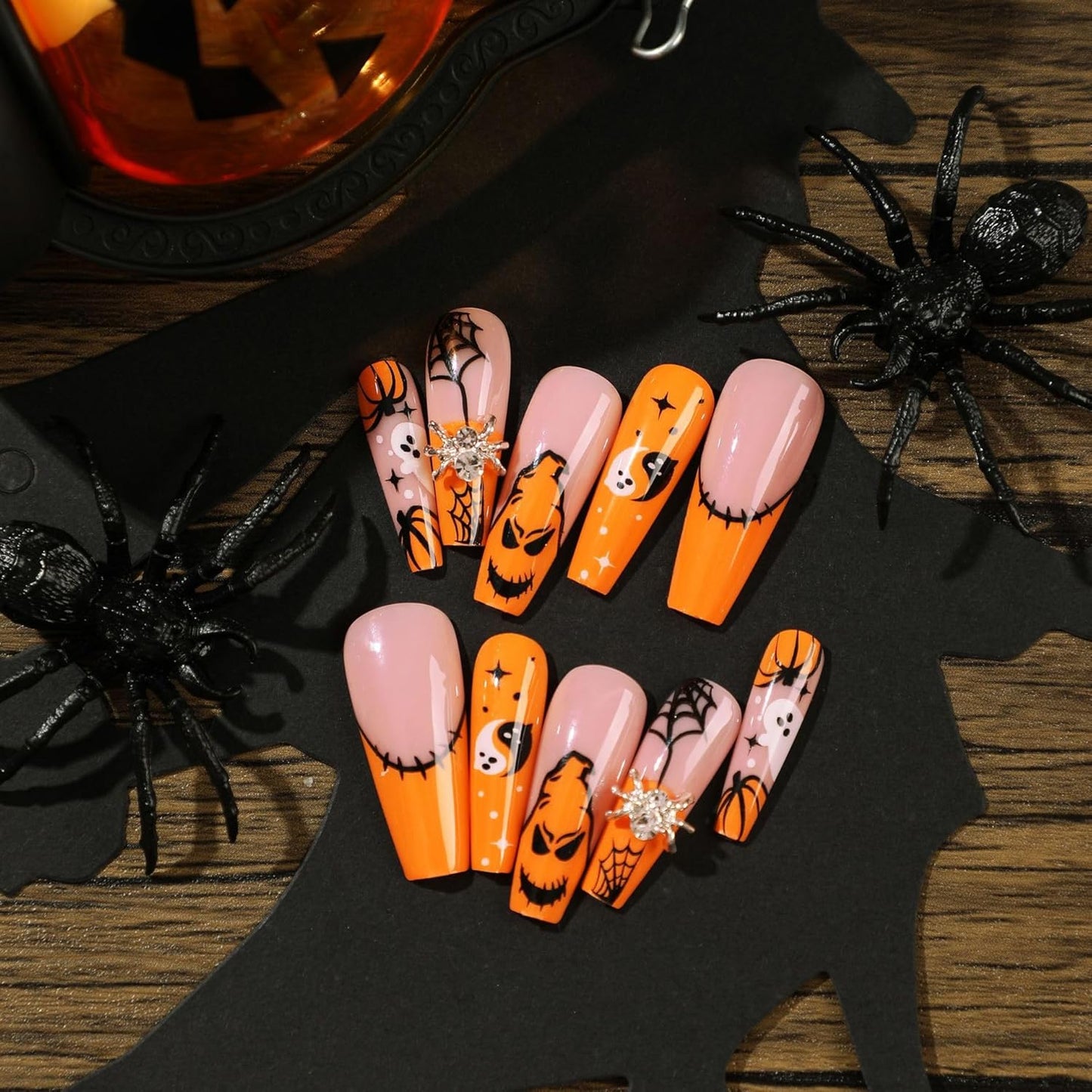 24-Piece Halloween Press-On Nails - Almond & Ballerina Shape Acrylic Set