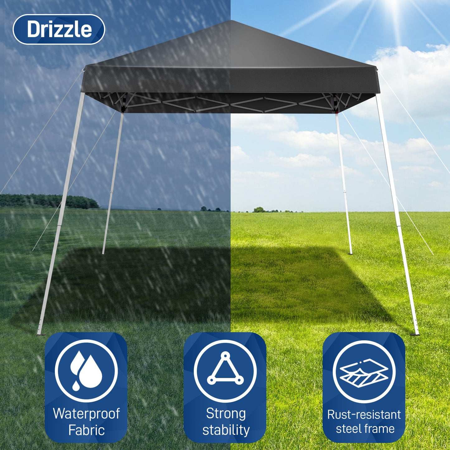 Portable Dark Gray Folding Canopy Gazebo - UV Resistant & Waterproof
