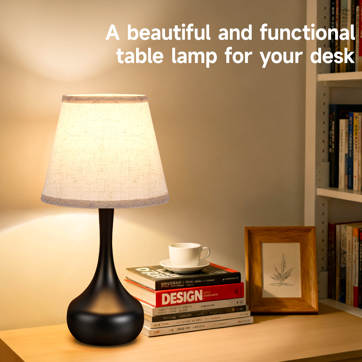 Dimmable Touch Table Lamps Set of 2 - Black & Beige